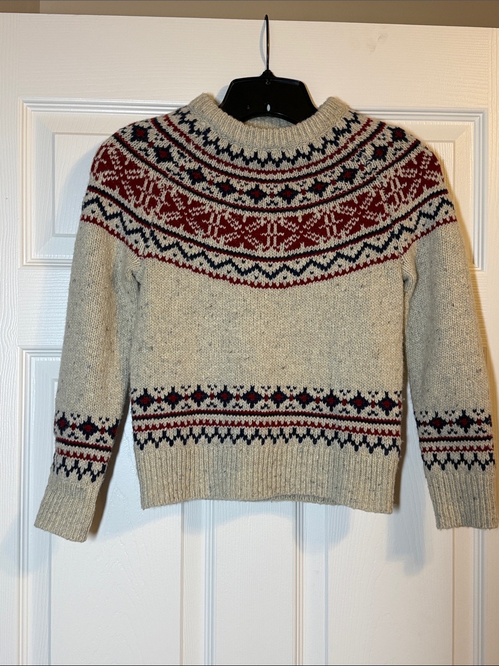 Crewcuts Beige Fair Isle Turtleneck Sweater with Red and Navy Accents